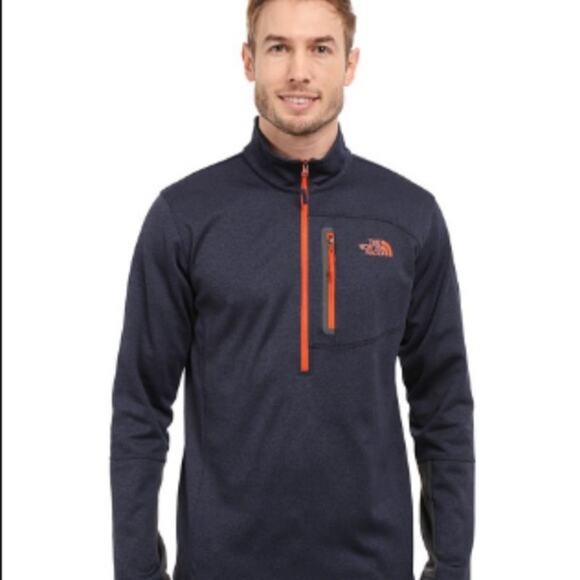 The North Face Half Zip Sweatshirt Blue Collared Long Sleeve Zip Pocket Size S - Picture 1 of 7